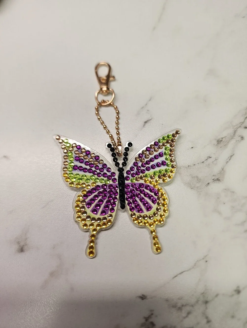 Crystal Butterfly Keychain Charm - Multicolor Accent